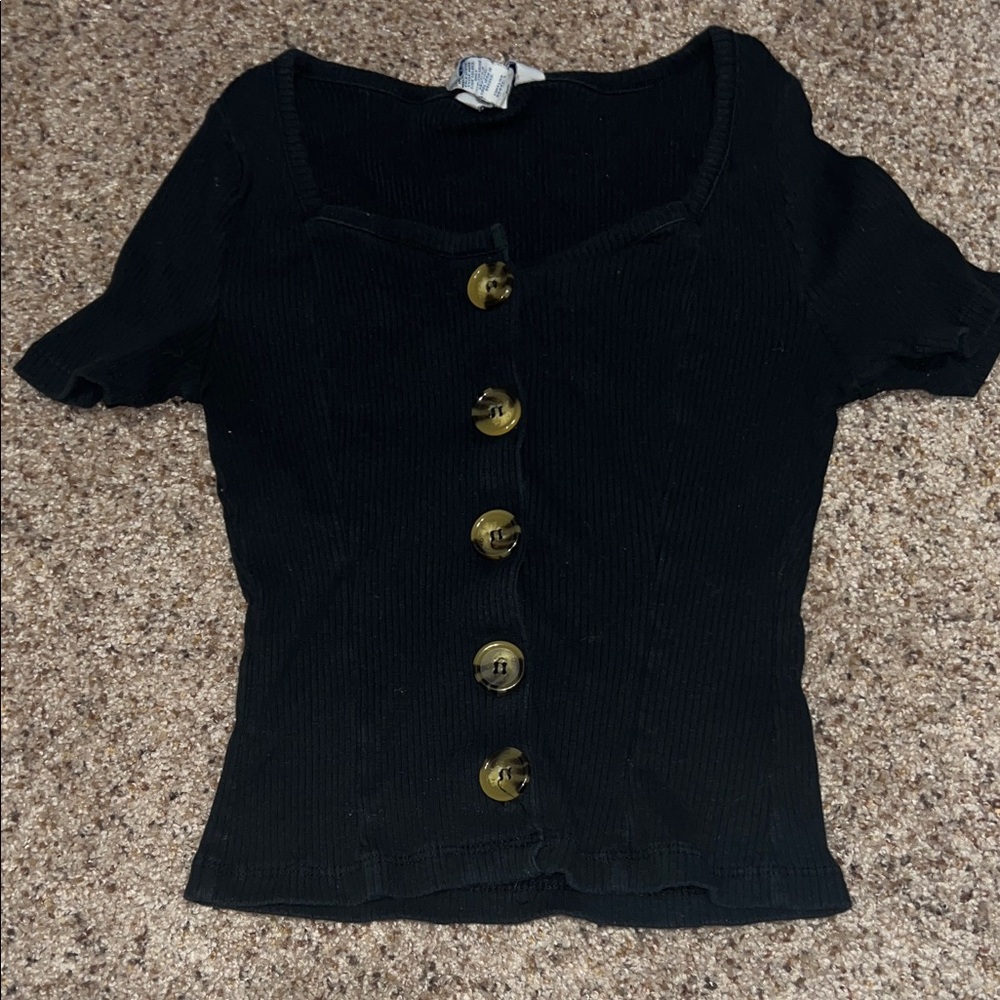 Black Button-Up Women's Top